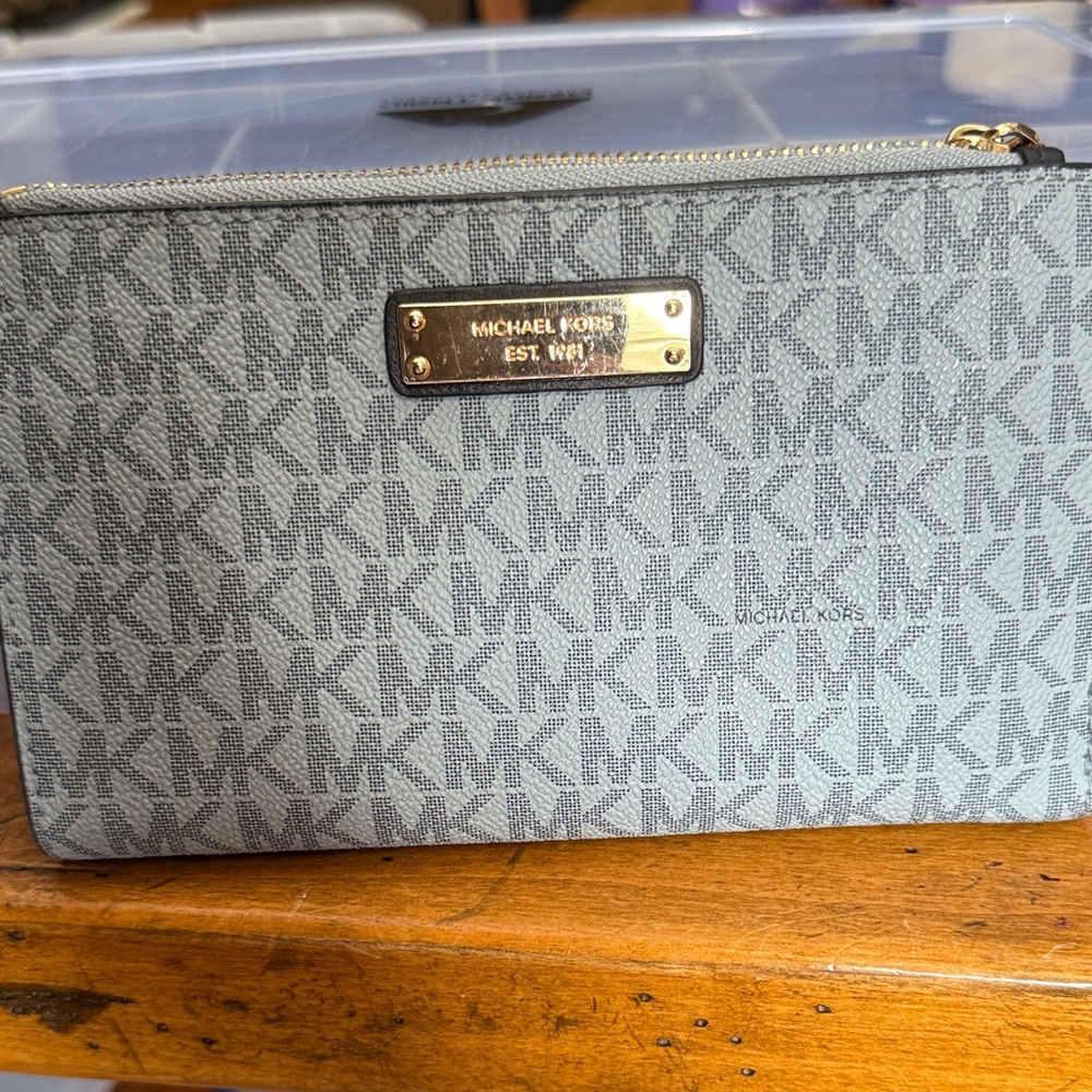 Michael Kors Blue Monogram Pouch